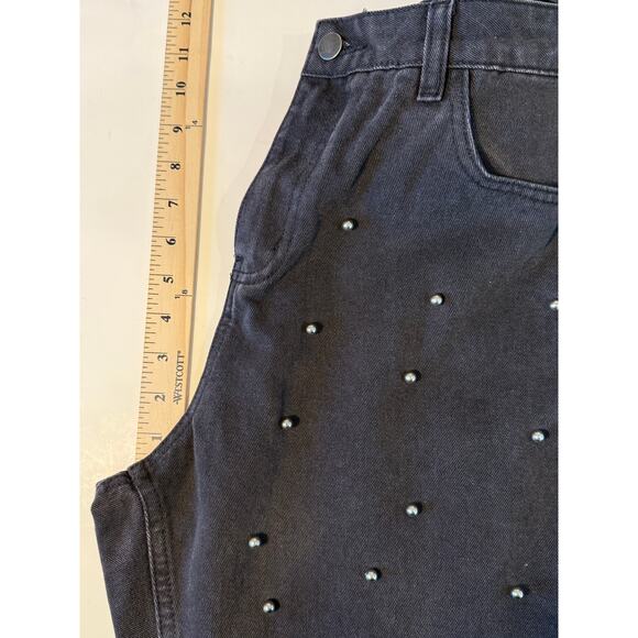 NWT Long Tall Sally Pearl Stud Skinny Jeans Black Denim 36” Inseam US 10 - Picture 7 of 9